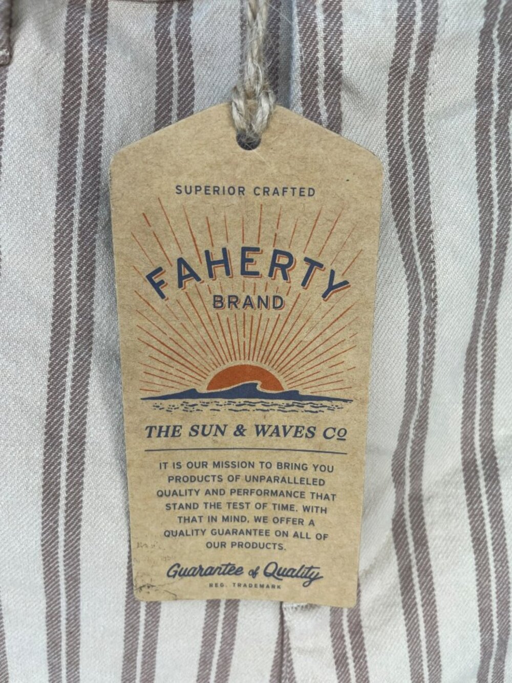 Faherty Twill Tide Slim Straight Pants Ebb-Pebble Shore Stripe Cotton Wmns Sz 29 - Picture 15 of 15